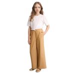 DeFacto Wide Leg Jean Görünümlü Pantolon Kız Çocuk, 13-14 Yaş, G6814A826SM, Bej-BG399, Kız çocuk