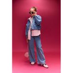 DeFacto Wide Leg Jean Pantolon Kız Çocuk, 9-10 Yaş, H0683A826SM, Mavi-NM28, Kız çocuk