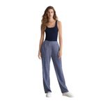 DeFacto Wide Leg Kareli Normal Bel Geniş Paça Pantolon, 32, E6121AX25SP, Lacivert-NV241, Kadın