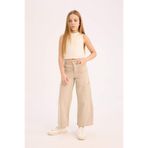 DeFacto Wide Leg Kargo Geniş Paça Jean Pantolon Kız Çocuk, 5-6 Yaş, C0451A825SM, Bej-BG122, Kız çocuk