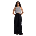 DeFacto Wide Leg Keten Karışımlı Kumaş Palazzo Pantolon Yüksek Bel Geniş Paça, 34, E0127AX25SP, Siyah-BK81, Kadın
