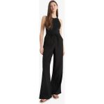 DeFacto Wide Leg Keten Karışımlı Pantolon E1981AX25SM - Siyah-BK27 - 36