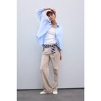 DeFacto Wide Leg Klasik Kumaş Palazzo Pantolon Pensli Çift Cepli Normal Bel Standart Boy, 40, D5066AX25SP, Bej, Kadın