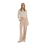 DeFacto Wide Leg Klasik Kumaş Palazzo Pantolon Pensli Çift Cepli Normal Bel Standart Boy, 42, D5066AX25SP, Bej, Kadın