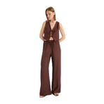 DeFacto Wide Leg Kumaş Pantolon Çift Cepli Yüksek Bel Geniş Paça, 34, E7434AX25SM, Kahve-BN341, Kadın