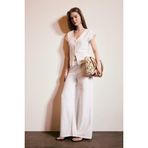 DeFacto Wide Leg Pantolon Ekru, L, H0559AX26SM, Ekru-ER105, Kadın