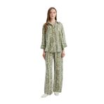 DeFacto Wide Leg Rahat Pantolon Geniş Bol Paça Desenli Yüksek Bel, 38, C4042AX25SP, Yeşil-GN158, Kadın