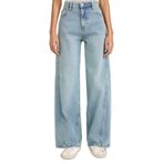 DeFacto Wide Leg Yüksek Bel Düz Paça Uzun Jean Pantolon, 40, G4957AX26SP, İndigo-NM85, Kadın