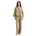 DeFacto Wide Leg Yüksek Bel Geniş Paça Modal Pantolon, 40, F7637AX25AU, Haki-KH459, Kadın