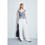 DeFacto Wide Leg Yüksek Bel Keten Karışımlı Pantolon, 34, F5024AX26SM, Beyaz, Kadın