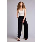 DeFacto Wide Leg Yüksek Bel Keten Karışımlı Pantolon, 36, F5024AX26SM, Siyah, Kadın