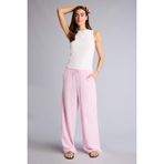 DeFacto Wide Leg Yüksek Bel Keten Karışımlı Pantolon, 38, F5024AX26SM, Pembe, Kadın