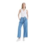DeFacto Wide Leg Yüksek Bel Kuşaklı Uzun Jean Pantolon, 34, D2433AX24SM, İndigo-NM85, Kadın