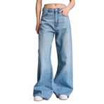 DeFacto Wide Leg Yüksek Bel Uzun Jean Yıkamalı Pantolon, 38, H1640AX26SM, Mavi-NM34, Kadın
