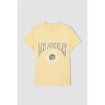 DeFacto X2470A622SP Bej-BG221 Regular Fit Baskılı Kısa Kollu Pamuklu Penye Erkek Çocuk T-shirt