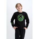 DeFacto Xbox Bisiklet Yaka Sweatshirt Erkek Çocuk, 8-9 Yaş, D6744A824WN, Siyah-BK81, erkek-çocuk