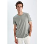 DeFacto Y5573AZ22SP Regular Fit Bisiklet Yaka Basic Kısa Kollu Yeşil Erkek Tişört
