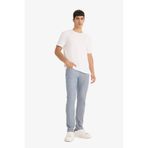 DeFacto Yazlık Chino Kanvas Dokulu Pantolon Slim Fit Dar Kesim Cepli Dar Paça, 30/30, T1055AZ25SP, İndigo, Erkek