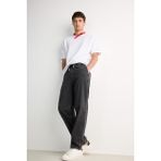 DeFacto Yazlık Wide Leg Geniş Kalıp Beli Lastikli Geniş Paça Jean Kar Yıkamalı Pantolon F2949AX25SP - Antrasit-NM36 - 32