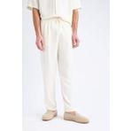 DeFacto Yeni Sezon Yazlık Viskon Jogger Pantolon Regular Fit Normal Kesim Keten Karışımlı Düz