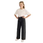 DeFacto Yılbaşı Temalı Düz Paça Taşlı Jean Pantolon Kız Çocuk, 9-10 Yaş, G6494A825WN, Siyah-BK27, Kız çocuk