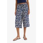 DeFacto Yüksek Bel Crop Fit Desenli Viskon Kapri, 38, N4916AZ25HS, Lacivert-NV253, Kadın