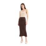 DeFacto Yüksek Bel Fitilli Kaşkorse Basic Maxi Kahve Etek, 2XL, C4497AX25SP, Kahve-BN267, Kadın