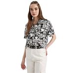 DeFacto Z2919AZ23SM Kadın Coool Oversize Fit Pijama Yaka Baskılı Kısa Kollu Gömlek