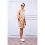 DeFacto%100 Keten Regular Fit Yazlık Bermuda Şort, 38, D9931AX25SM, Bej-BG732, Erkek
