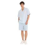 DeFacto%100 Keten Relax Fit Bermuda Şort, 30, F4599AX25HS, Mavi-BE771, Erkek