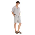 DeFacto%100 Keten Relax Fit Bermuda Şort, 34, F4599AX25HS, Gri-GR454, Erkek
