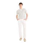 DeFacto%100 Keten Relax Fit Rahat Kesim Düz Paça Yazlık Beyaz Pantolon, 34/34, C1117AX25SPWT33-1013002, Kırık Beyaz, Erkek