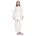 DeFacto%100 Keten Straight Fit Beli Lastikli Cepli Pantolon, 36, D4388AX25SMER42-1013002, Açık Taş, Kadın