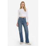 DeFacto%100 Pamuk 90's Wide Leg Yüksek Bel Jean Pantolon, 40, F9581AX26SP, Mavi, Kadın
