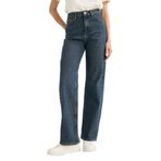 DeFacto%100 Pamuk 90's Wide Leg Yüksek Bel Jean Pantolon, 46, E9122AX25AUNM34-1013002, Koyu Mavi, Kadın