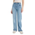 DeFacto%100 Pamuk 90's Wide Leg Yüksek Bel Uzun Jean Pantolon, 40, E4269AX26SP, Mavi, Kadın