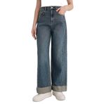 DeFacto%100 Pamuk Barrel Fit Yüksek Bel Jean Pantolon, 36, F8238AX26SP, Mavi, Kadın