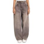 DeFacto%100 Pamuk Barrel Fit Yüksek Bel Uzun Jean Pantolon, 36, 26Y801000281, BROWN, Kadın