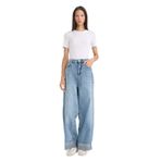 DeFacto%100 Pamuk Barrel Fit Yüksek Bel Uzun Jean Pantolon, 36, G3361AX25WN, Mavi-NM39, Kadın
