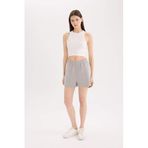 DeFacto%100 Pamuk Beli Lastikli Cepli Şort, XS, U3357AZ25SM, Gri, Kadın