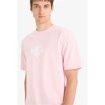 DeFacto%100 Pamuk Boxy Fit Bisiklet Yaka Baskılı Kısa Kollu Tişört, S, F6123AX25SM, Pembe-PN440, Erkek