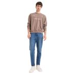 DeFacto%100 Pamuk Boxy Fit Bisiklet Yaka Nakışlı Sweatshirt, L, F0117AX25AU, Kahve-BN571, erkek