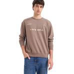 DeFacto%100 Pamuk Boxy Fit Bisiklet Yaka Nakışlı Sweatshirt, S, F0117AX25AU, Kahve-BN571, erkek