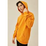 DeFacto%100 Pamuk Comfort Regular Fit Rahat Kalıp Kapüşonlu Kanguru Cepli Basic Düz Sweatshirt, L, B4446AX24SP, Turuncu-OG589, erkek