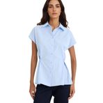 DeFacto%100 Pamuk Fitted Poplin Gömlek Kısa Kollu Gömlek, XS, F7313AX25AU, Mavi-BE823, Kadın