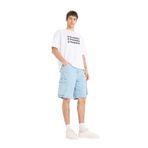 DeFacto%100 Pamuk Kargo Fit Jean Bermuda Şort, 28, E1381AX25SM, Mavi-NM39, Erkek