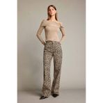 DeFacto%100 Pamuk Leopar Desenli Geniş Paça Pantolon, 42, G4300AX25WN, Siyah-BK81, Kadın