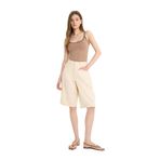 DeFacto%100 Pamuk Normal Bel Kısa Paça Gabardin Bermuda Şort, 36, F3133AX25HS, Ekru-ER105, Kadın