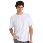 DeFacto%100 Pamuk Oversize Geniş Kalıp Bisiklet Yaka Basic Düz Kısa Kollu Beyaz Tişört, 3XL, E6885AXNS, Beyaz-WT34, Erkek