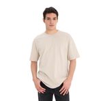 DeFacto%100 Pamuk Oversize Geniş Kalıp Bisiklet Yaka Basic Düz Kısa Kollu Tişört, S, E6885AXNS, Bej-BG106, Erkek